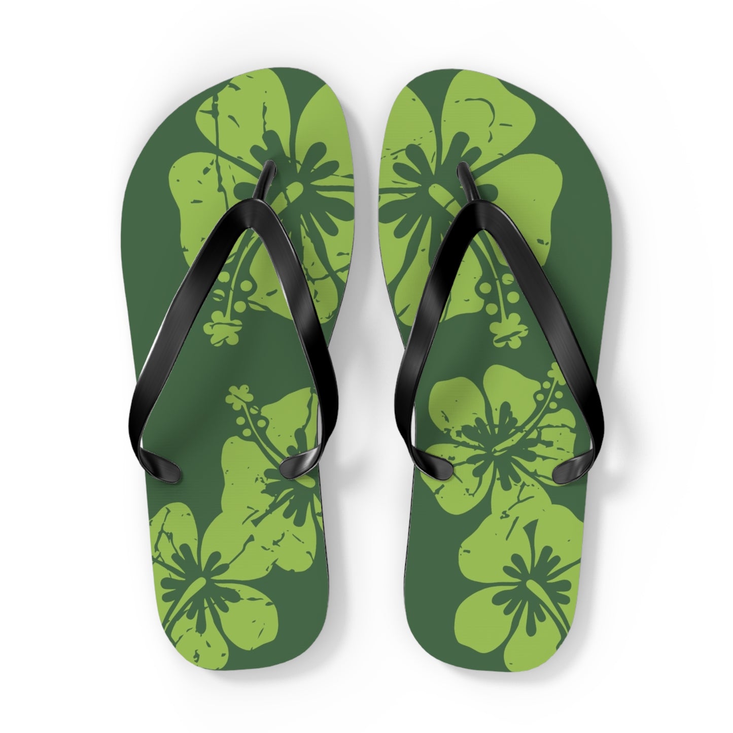 " The Classic Hibiscus" Flip Flop - Distressed Green