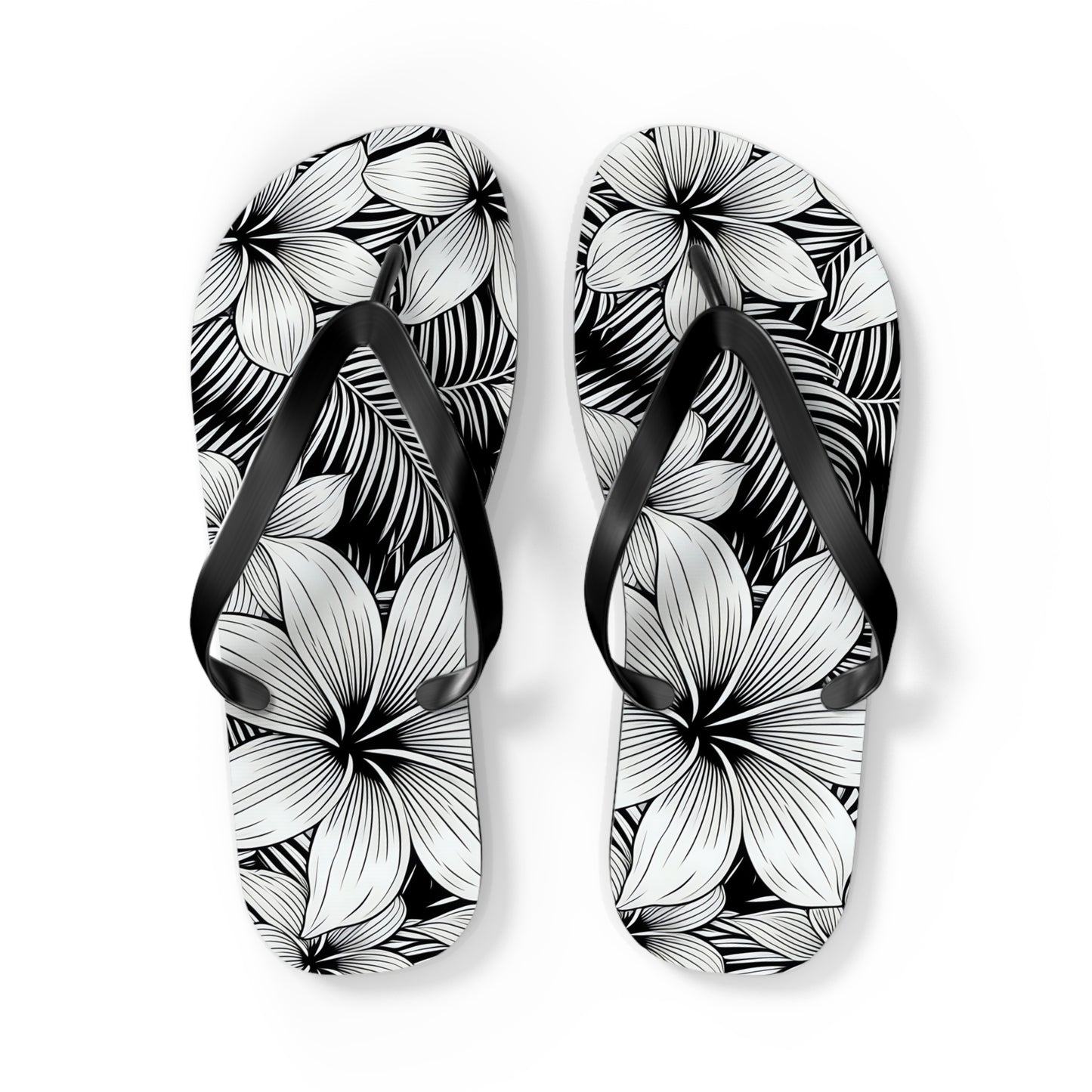 "The Plumeria" Flip Flop - Black and White