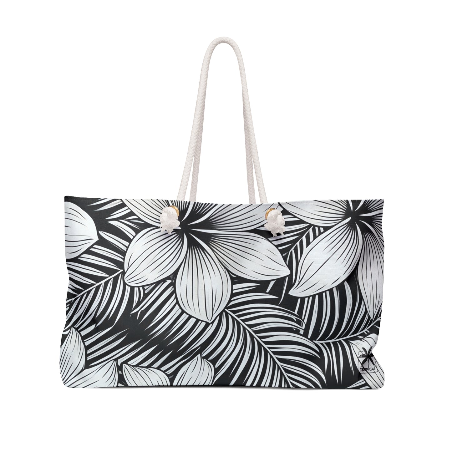 "The Plumeria"  Beach Bag - Black and White