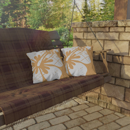 "The Classic Hibiscus" Outdoor Pillow - Distressed Orange