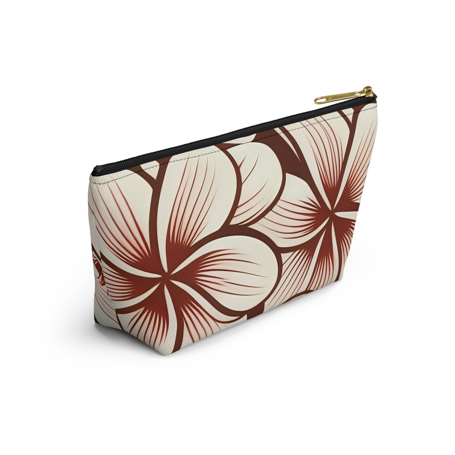 "The Plumeria" Accessory Pouch w T-bottom - Mono Red