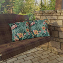 "Flamingos And Flowers" Outdoor Pillow