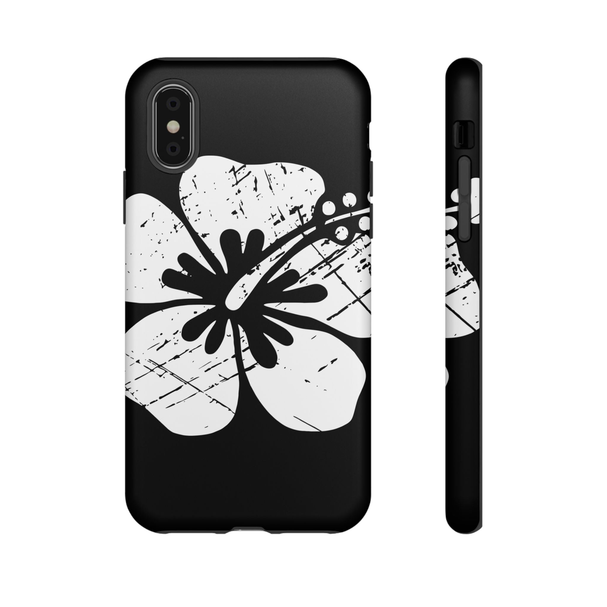 "The Classic Hibiscus" Phone Cover - Distressed Black