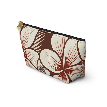 "The Plumeria" Accessory Pouch w T-bottom - Mono Red