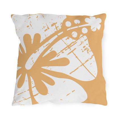 "The Classic Hibiscus" Outdoor Pillow - Distressed Orange