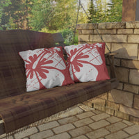 "The Classic Hibiscus" Outdoor Pillow - Distressed Red
