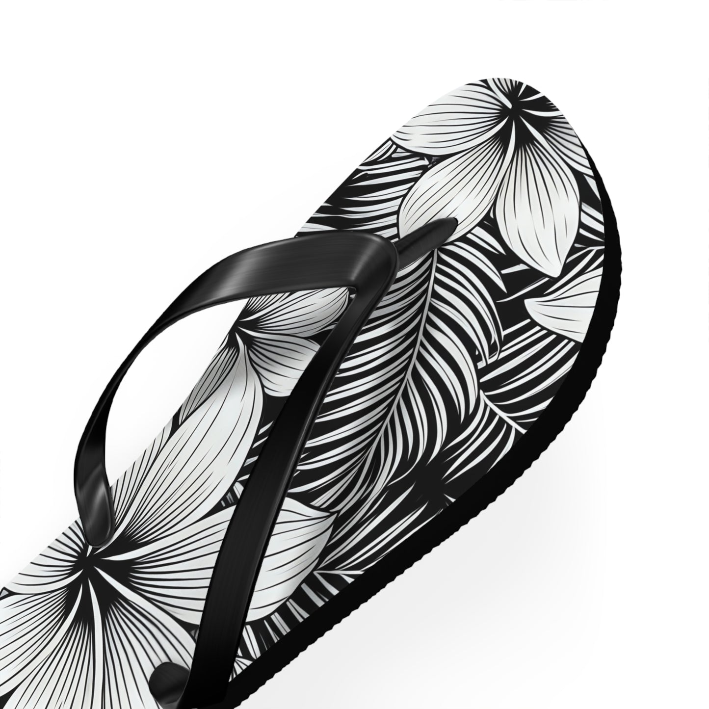 "The Plumeria" Flip Flop - Black and White