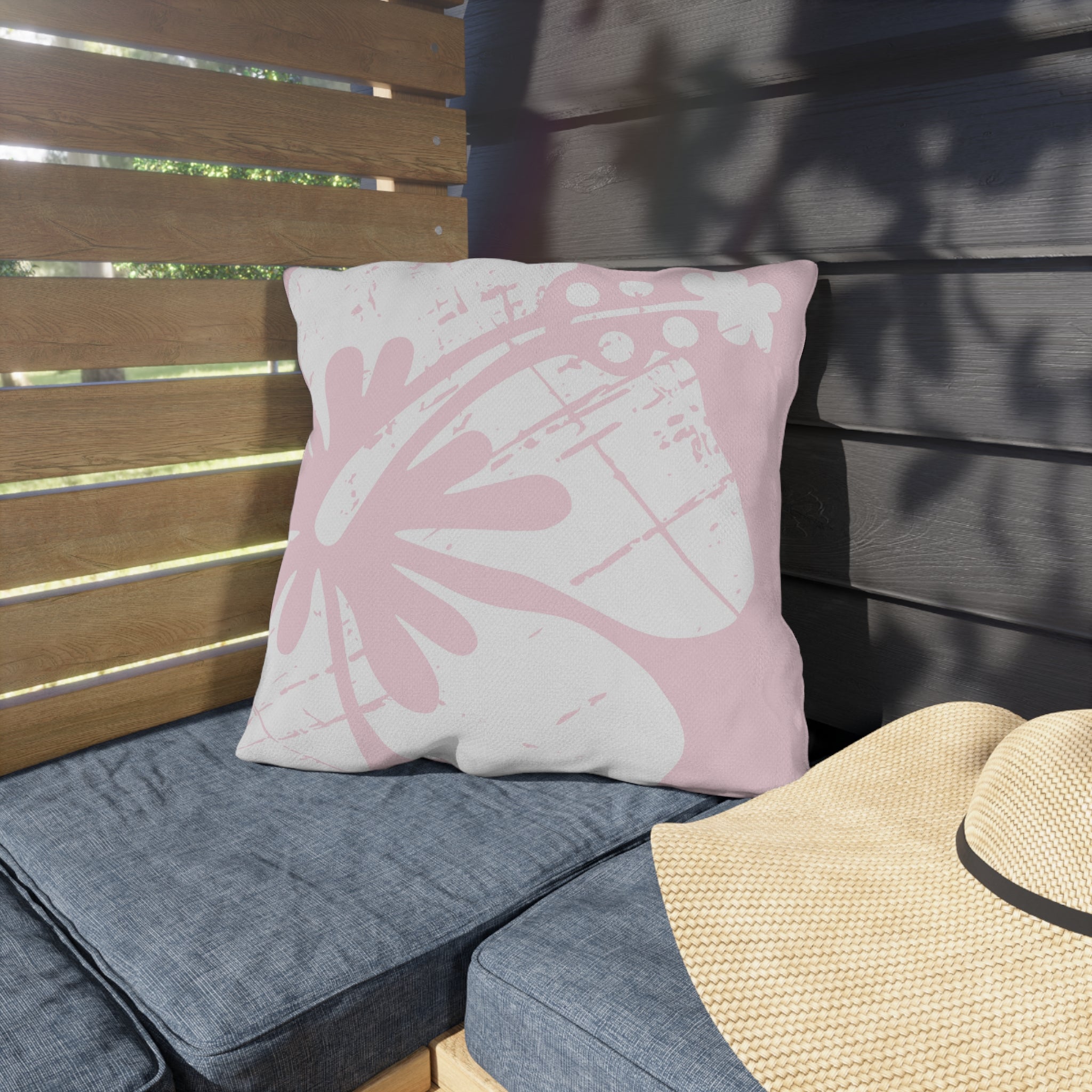 "The Classic Hibiscus" Outdoor Pillow - Distressed Pink