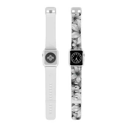 "The Plumeria" - Black and White Watch Band for Apple Watch