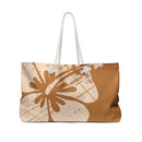 "Classic Hibiscus "  Beach Bag - Distressed Brown