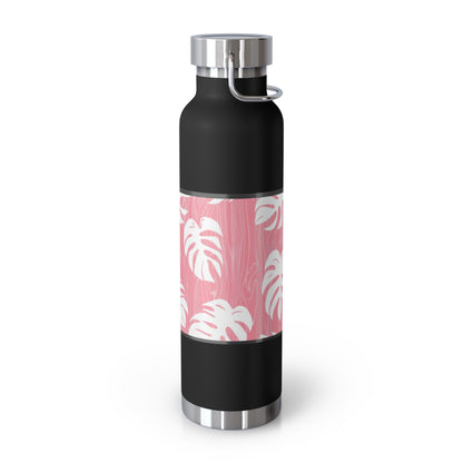 "Red Monstera" Copper Insulated Bottle with cap, 22oz