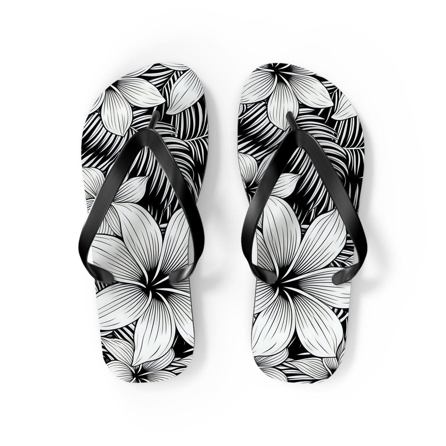 "The Plumeria" Flip Flop - Black and White