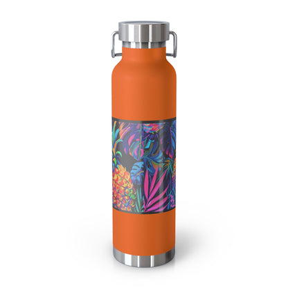 "Neon Pineapple" Copper Insulated Bottle with cap, 22oz