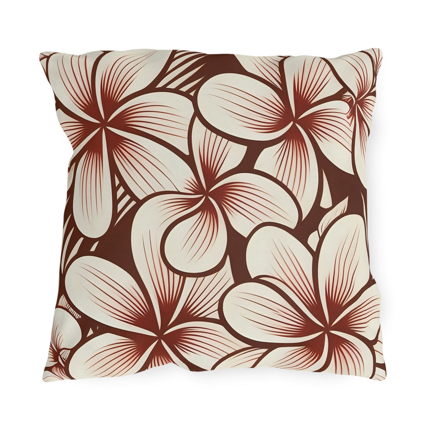 "The Plumeria" Outdoor Pillow - Mono Red