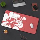 "The Classic Hibiscus" Desk Mat - Distressed Red