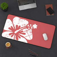 "The Classic Hibiscus" Desk Mat - Distressed Red
