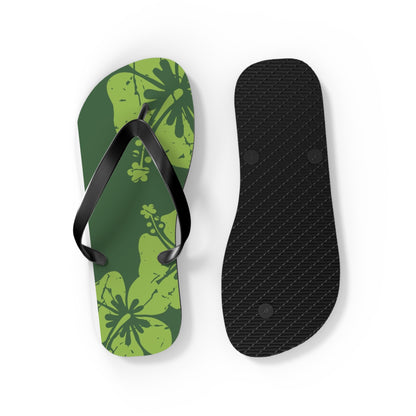 " The Classic Hibiscus" Flip Flop - Distressed Green