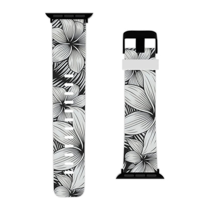 "The Plumeria" - Black and White Watch Band for Apple Watch