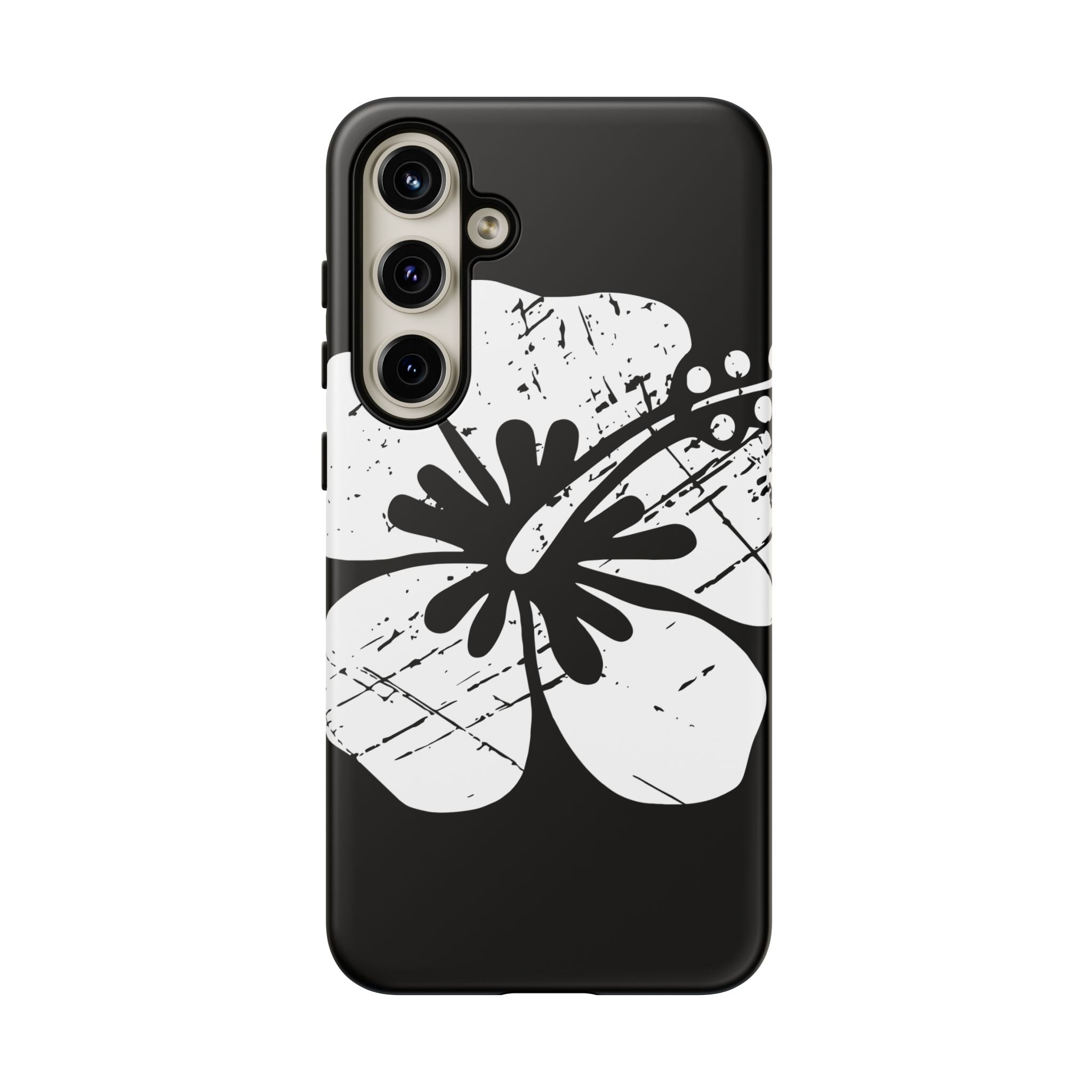 "The Classic Hibiscus" Phone Cover - Distressed Black