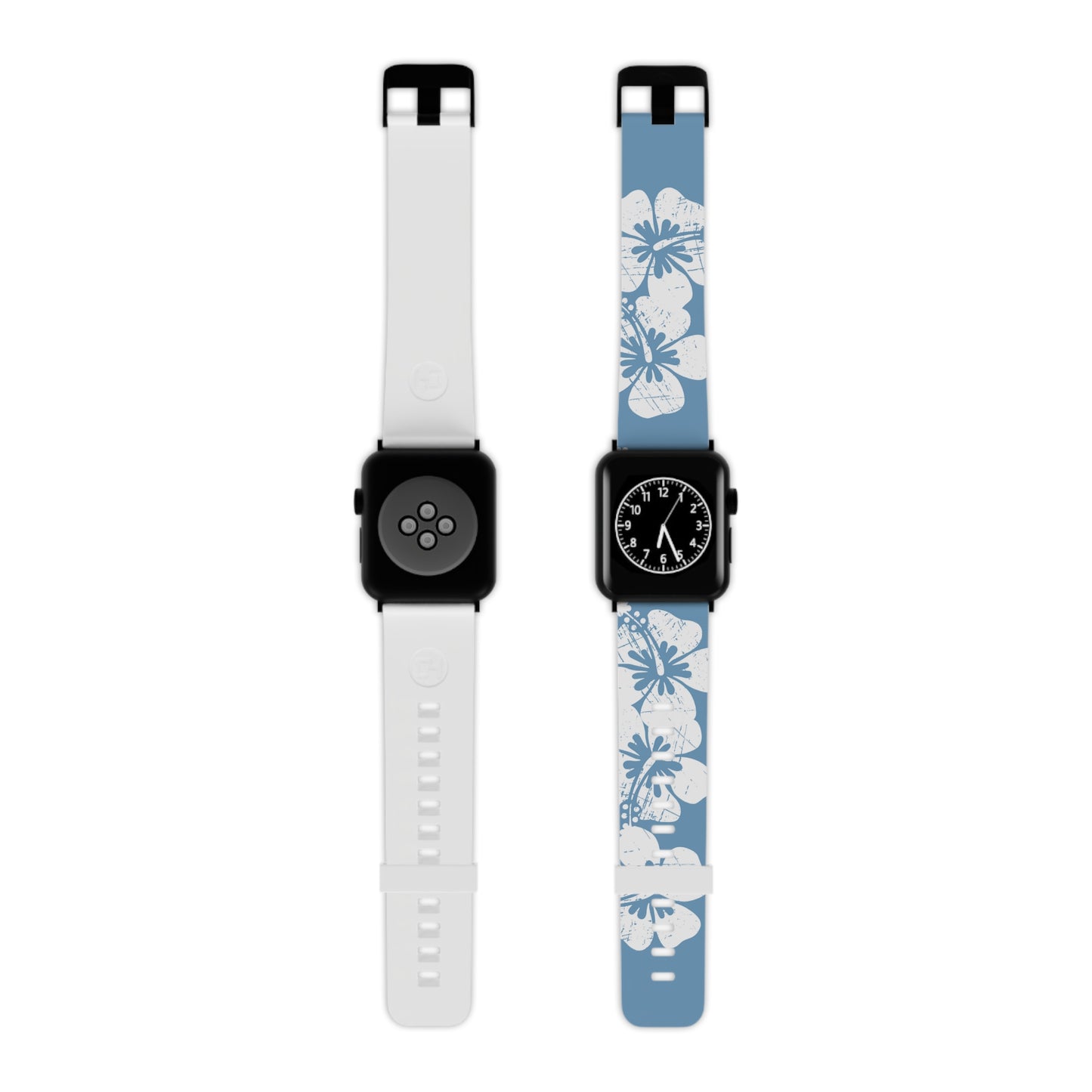 "The Classic Hibiscus" - Distressed Blue Watch Band for Apple Watch