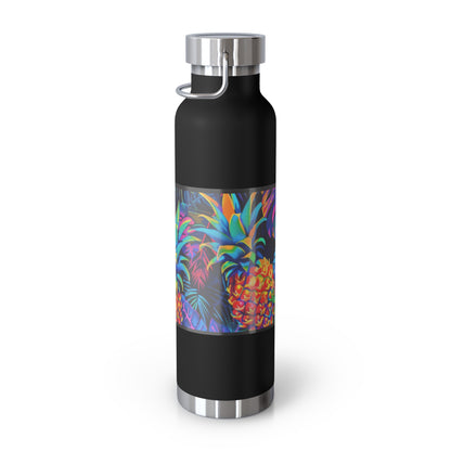 "Neon Pineapple" Copper Insulated Bottle with cap, 22oz