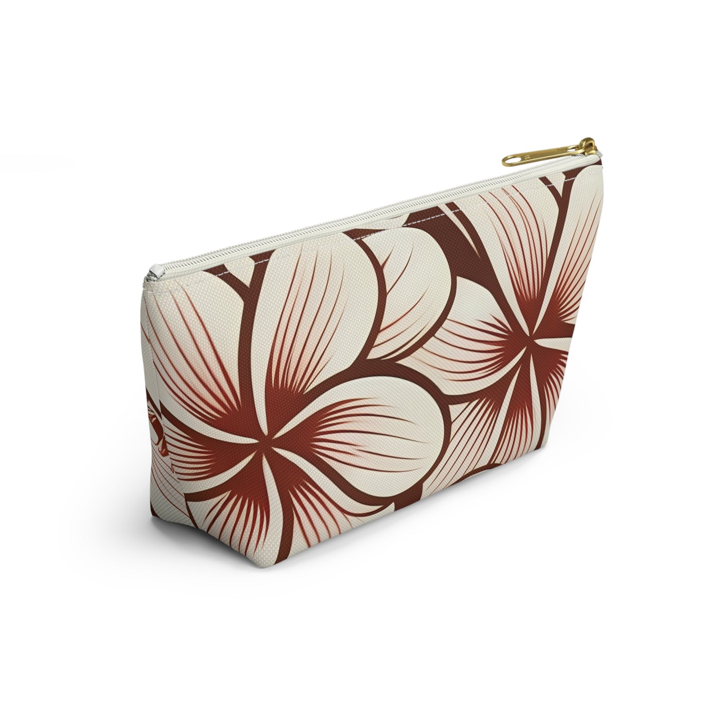 "The Plumeria" Accessory Pouch w T-bottom - Mono Red