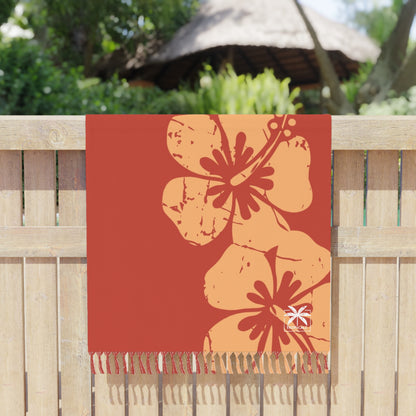 "The Classic Hibiscus"  Beach Cloth - Distressed Orange