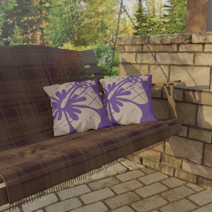 "The Classic Hibiscus" Outdoor Pillow - Distressed Ube Purple