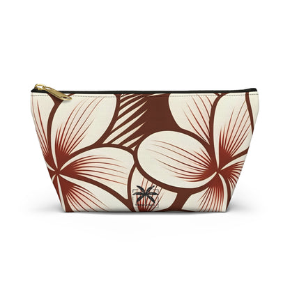 "The Plumeria" Accessory Pouch w T-bottom - Mono Red