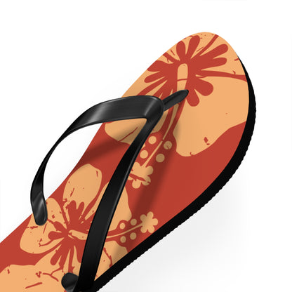 " The Classic Hibiscus" Flip Flop - Distressed Orange