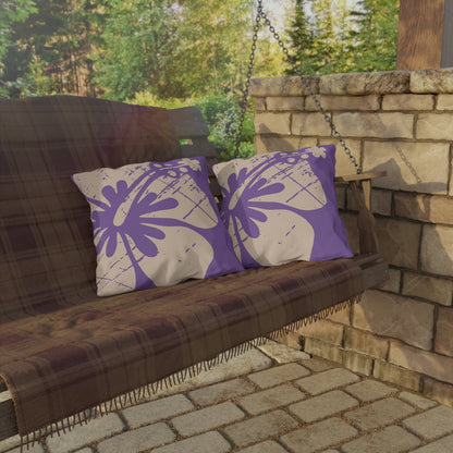 "The Classic Hibiscus" Outdoor Pillow - Distressed Ube Purple