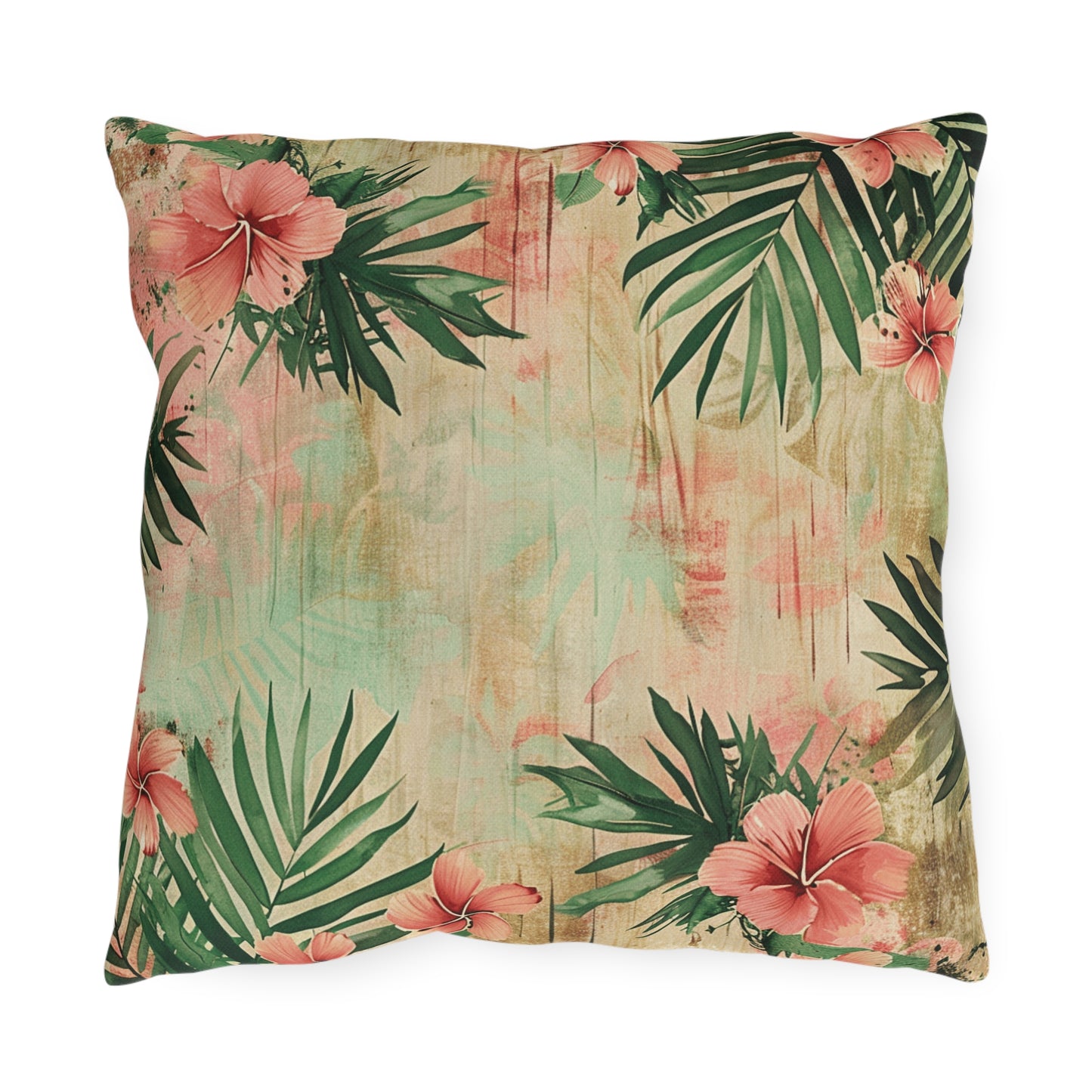 "Hibiscus in Watercolors" Outdoor Pillow