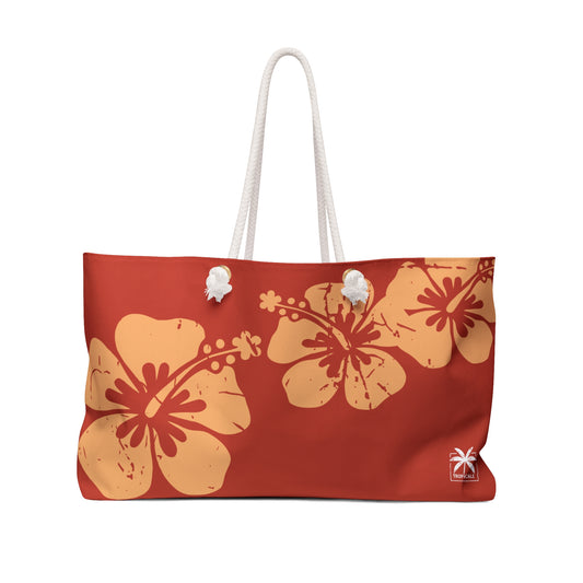 "The Classic Hibiscus" Beach Bag - Distressed Orange