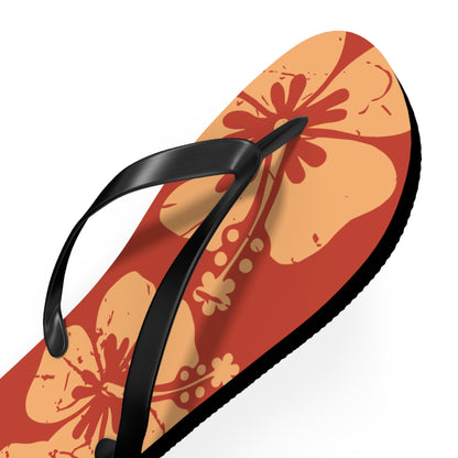 " The Classic Hibiscus" Flip Flop - Distressed Orange