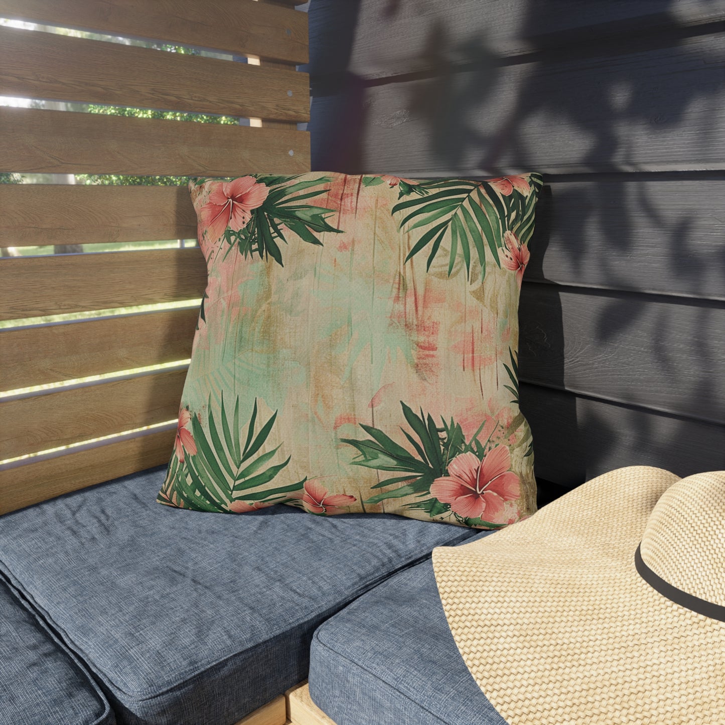 "Hibiscus in Watercolors" Outdoor Pillow