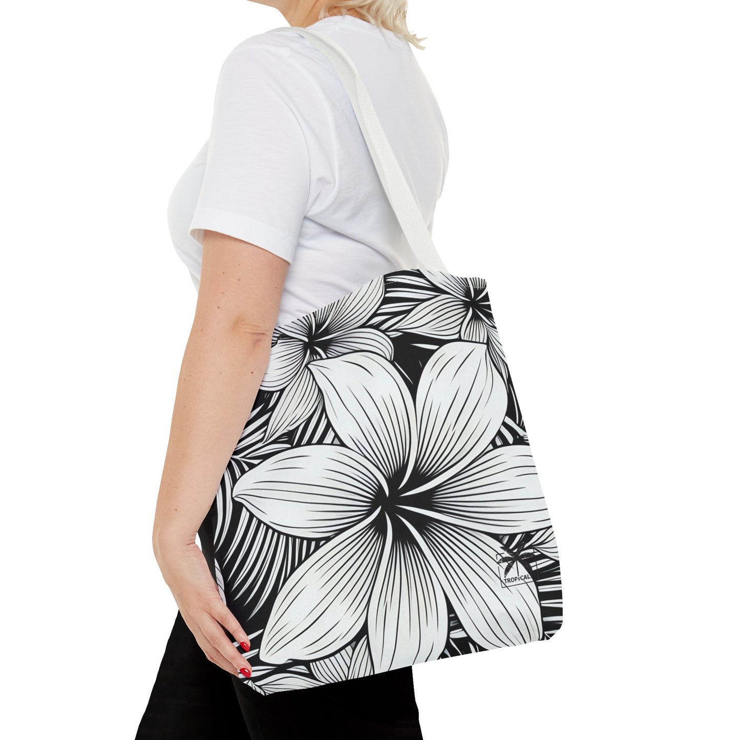 "Plumeria" Tote Bag - Black and White