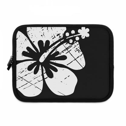 "The Classic Hibiscus" Laptop Sleeve - Distressed Black