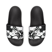 "Destressed Black Hibiscus" Slide - featuring removable strap