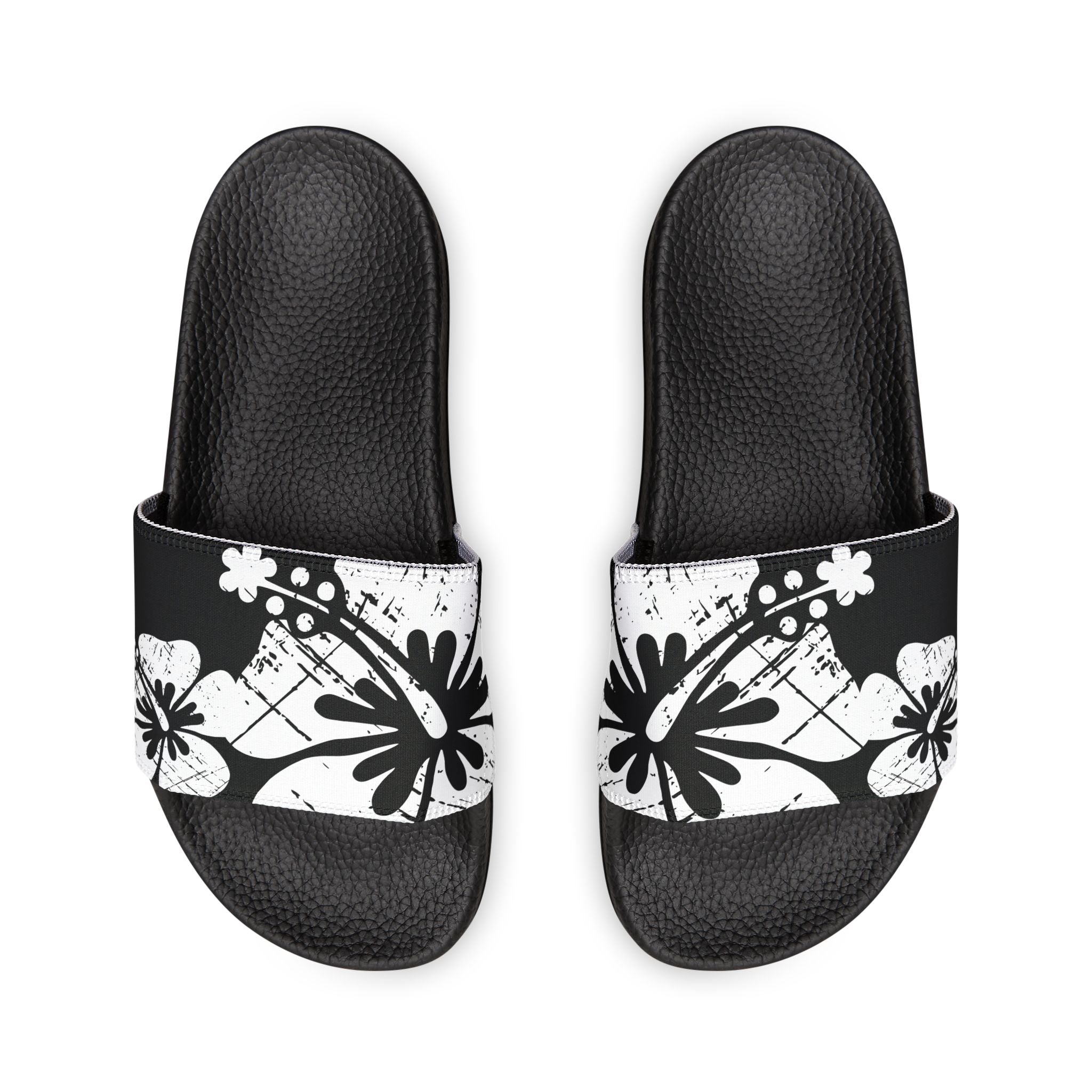 "Destressed Black Hibiscus" Slide - featuring removable strap