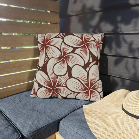 "The Plumeria" Outdoor Pillow - Mono Red