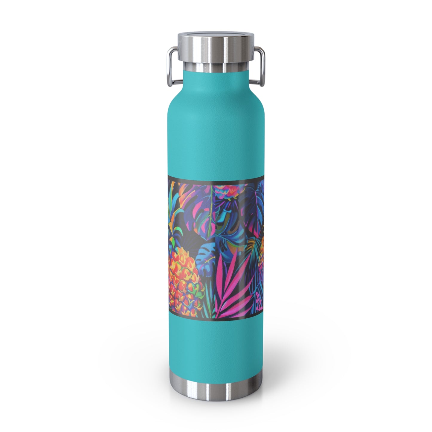 "Neon Pineapple" Copper Insulated Bottle with cap, 22oz