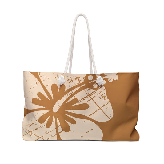 "Classic Hibiscus "  Beach Bag - Distressed Brown