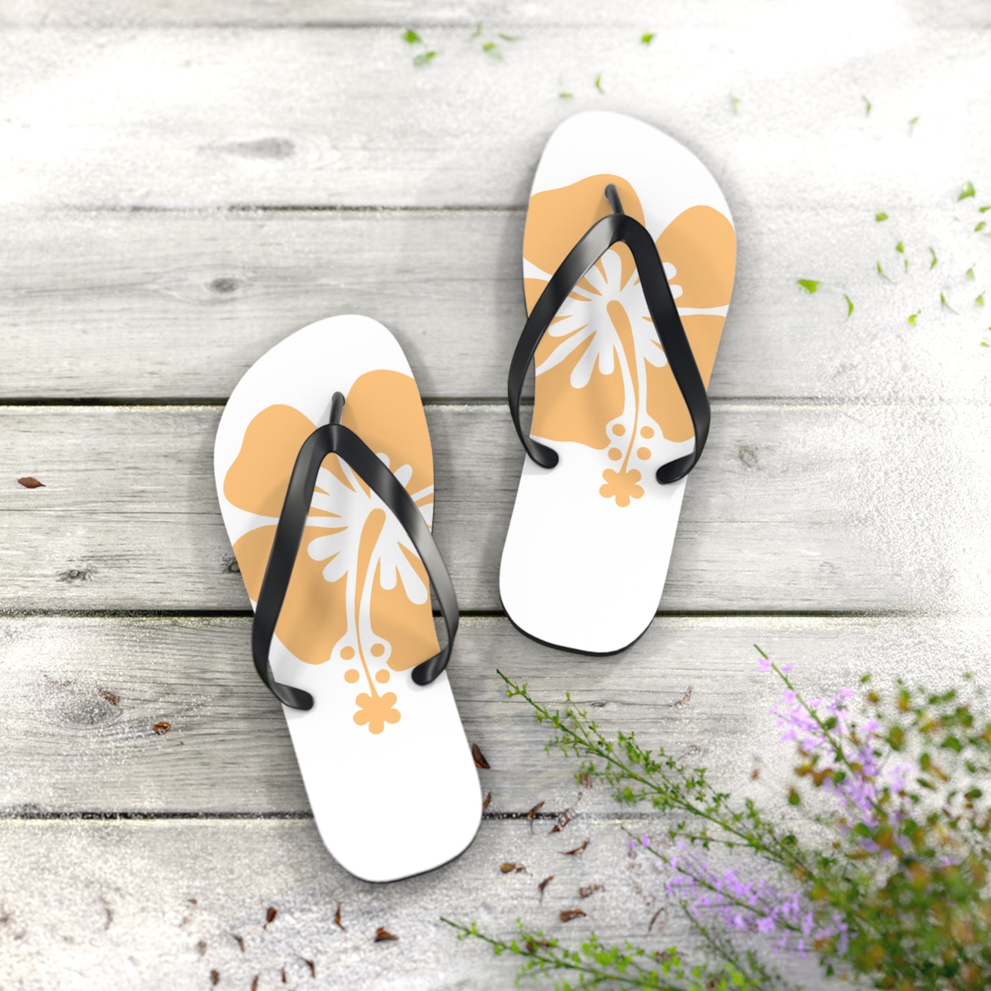 "Orange Hibiscus" Flip Flops