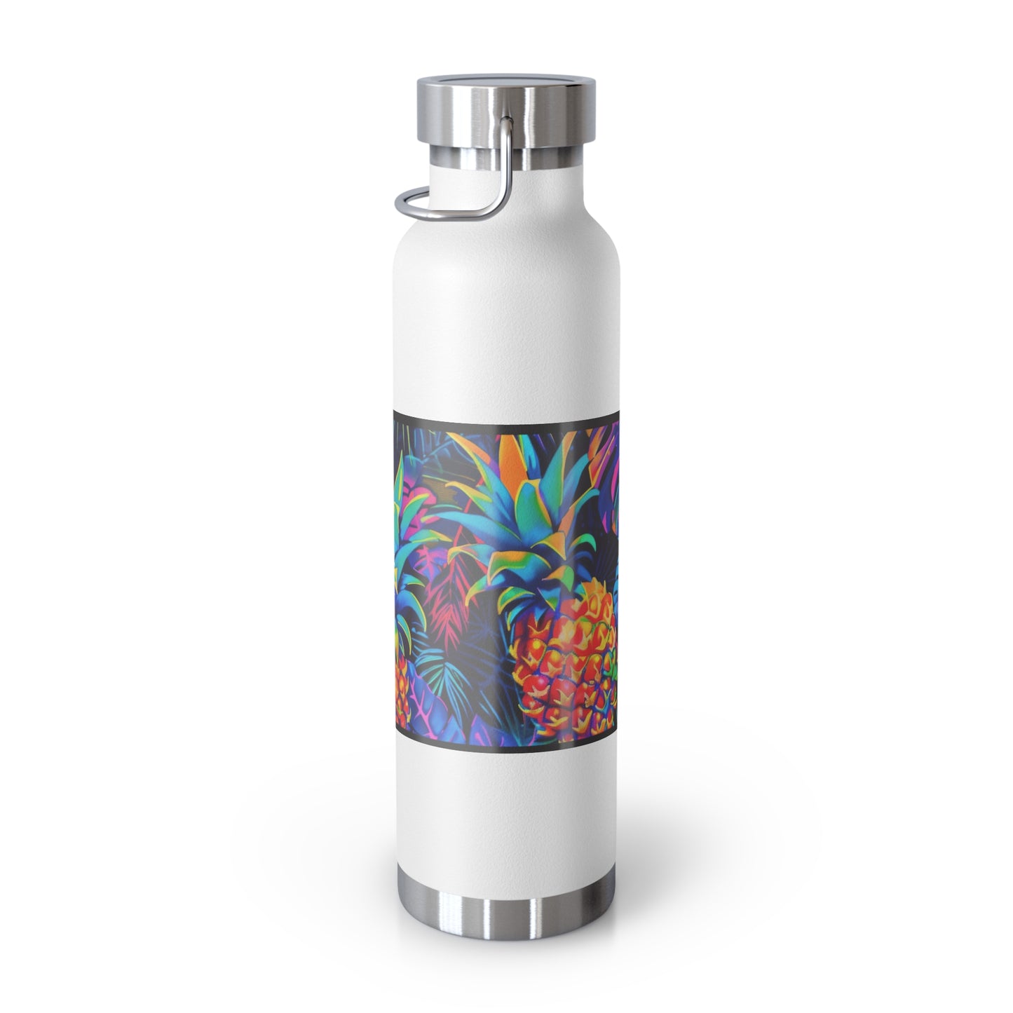 "Neon Pineapple" Copper Insulated Bottle with cap, 22oz