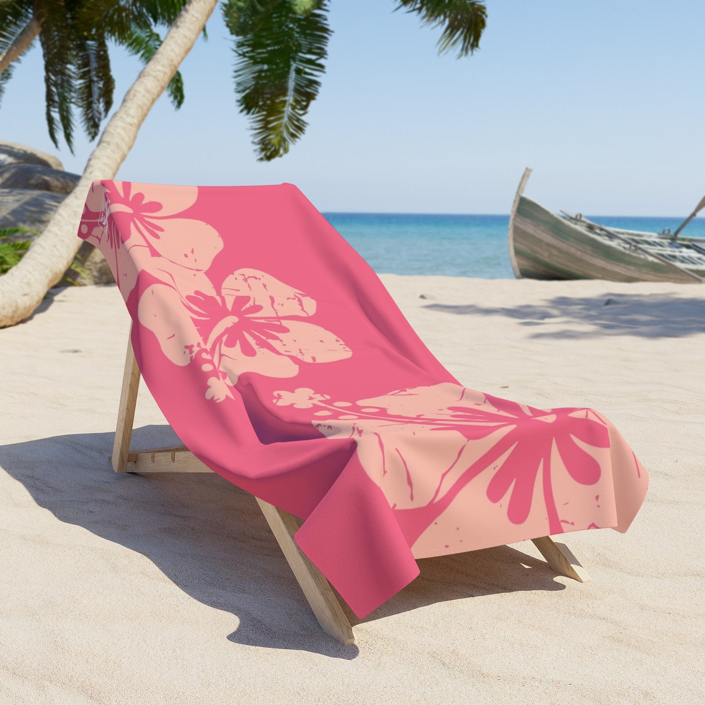 "The Classic Hibiscus" Beach Towel Wrap - Distressed Pink