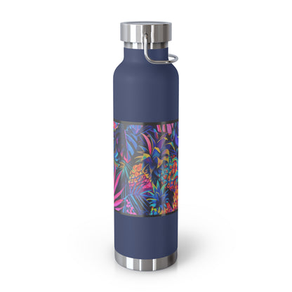 "Neon Pineapple" Copper Insulated Bottle with cap, 22oz