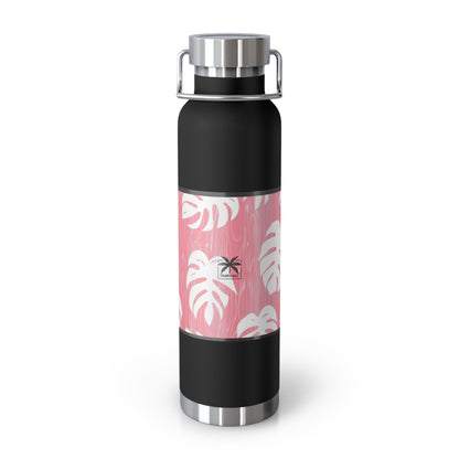 "Red Monstera" Copper Insulated Bottle with cap, 22oz