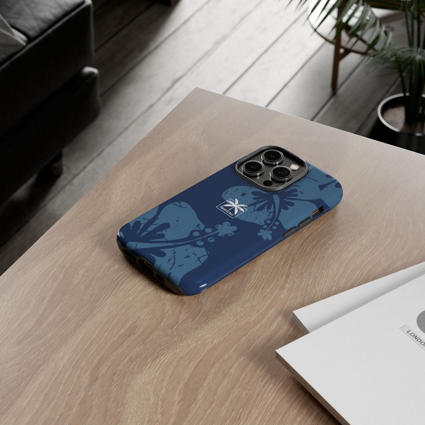 "The Classic Hibiscus" Phone Cover - Distressed Blue