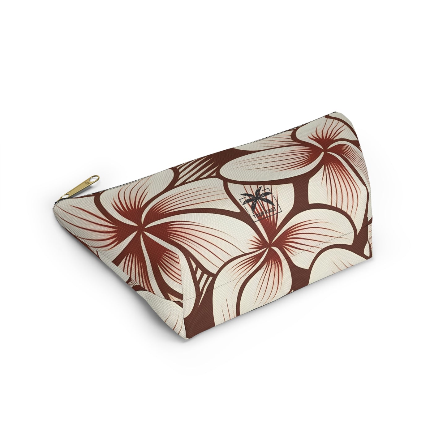 "The Plumeria" Accessory Pouch w T-bottom - Mono Red