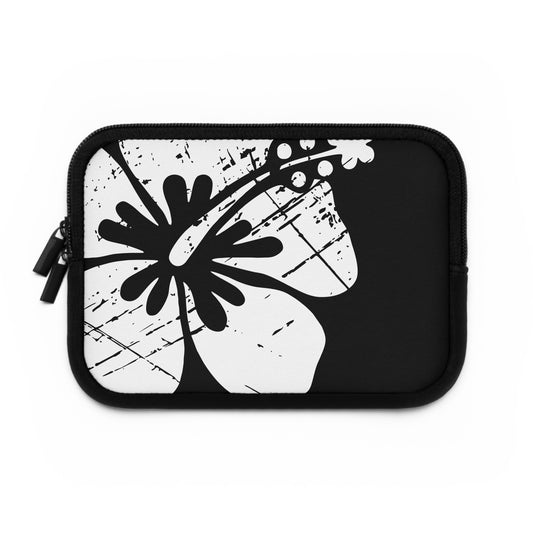 "The Classic Hibiscus" Laptop Sleeve - Distressed Black